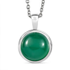 3 Piece Set - Green Onyx Earring with Push Back, Ring & Pendant with Chain (Size 20) 23.42 Ct.