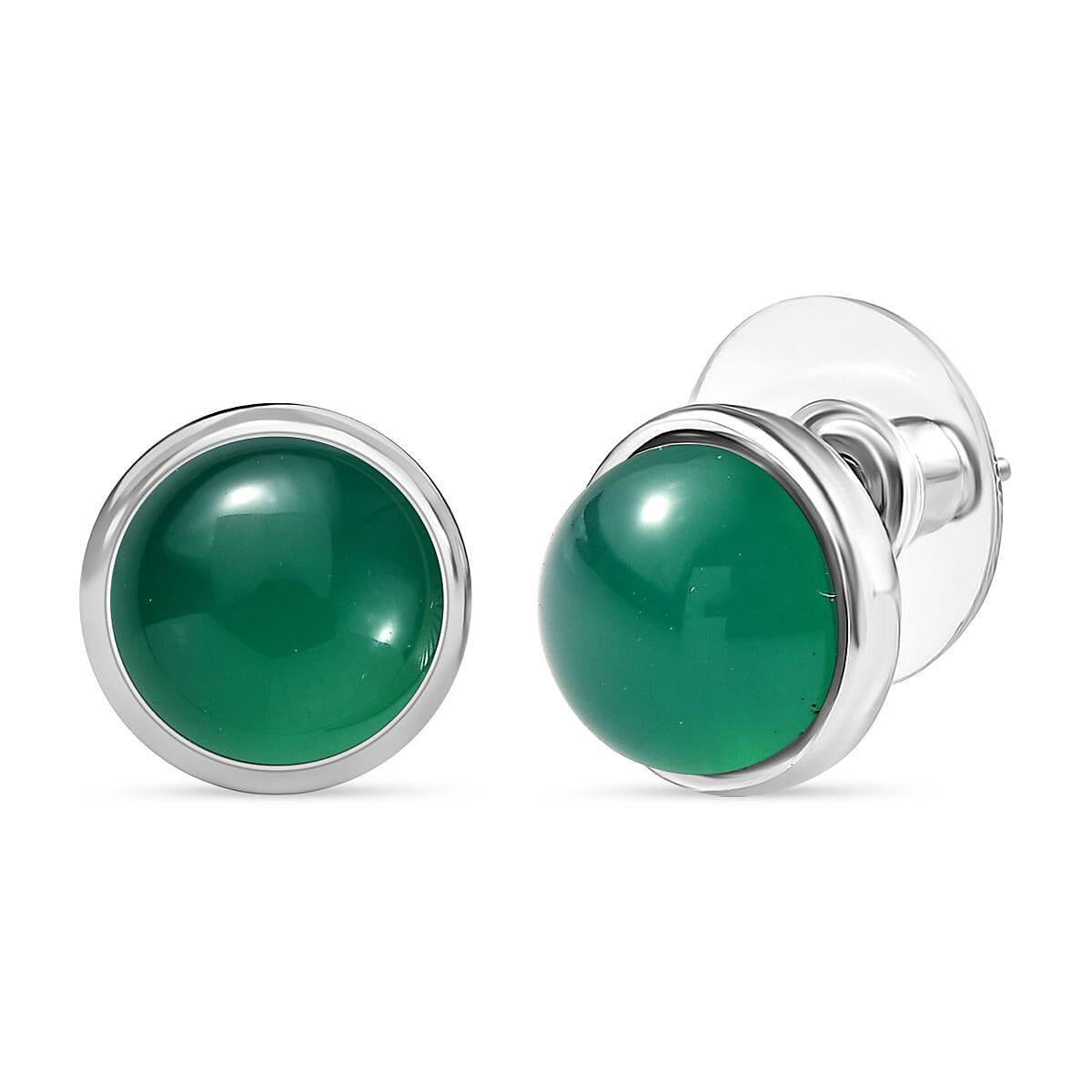 3 Piece Set - Green Onyx Earring with Push Back, Ring &amp; Pendant with Chain (Size 20) 23.42 Ct. 4372296 9