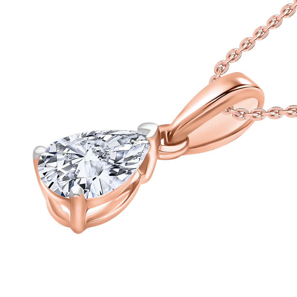 Luxuriant Diamond Pear Cut Lab Grown Diamond Pendant with Chain (Size 18/20) in Vermeil Rose Gold Plated Sterling Silver_4372856_2