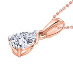 Luxuriant Diamond Pear Cut Lab Grown Diamond Pendant with Chain (Size 18/20) in Vermeil Rose Gold Plated Sterling Silver_4372856_2