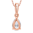 Luxuriant Diamond Pear Cut Lab Grown Diamond Pendant with Chain (Size 18/20) in Vermeil Rose Gold Plated Sterling Silver_4372856_3