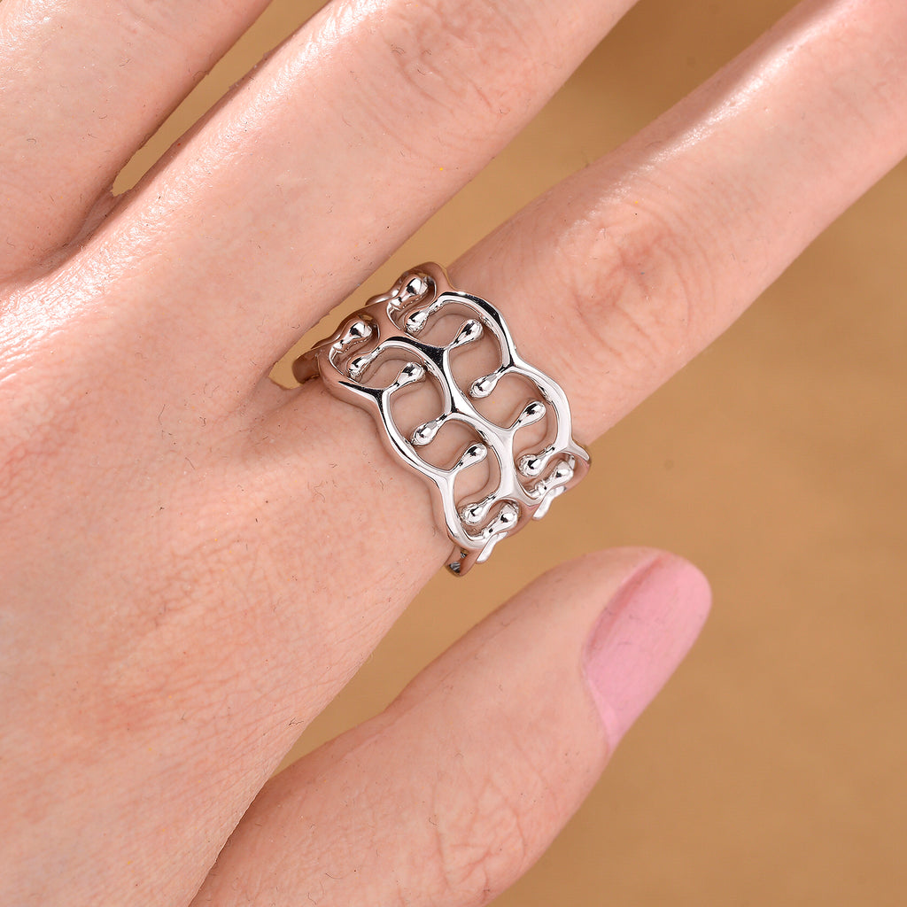 Lucy Q Drip Collection - Set of 3 - Ring in Rhodium Overlay Sterling Silver, Silver wt.7.80 Gms._4374972_1