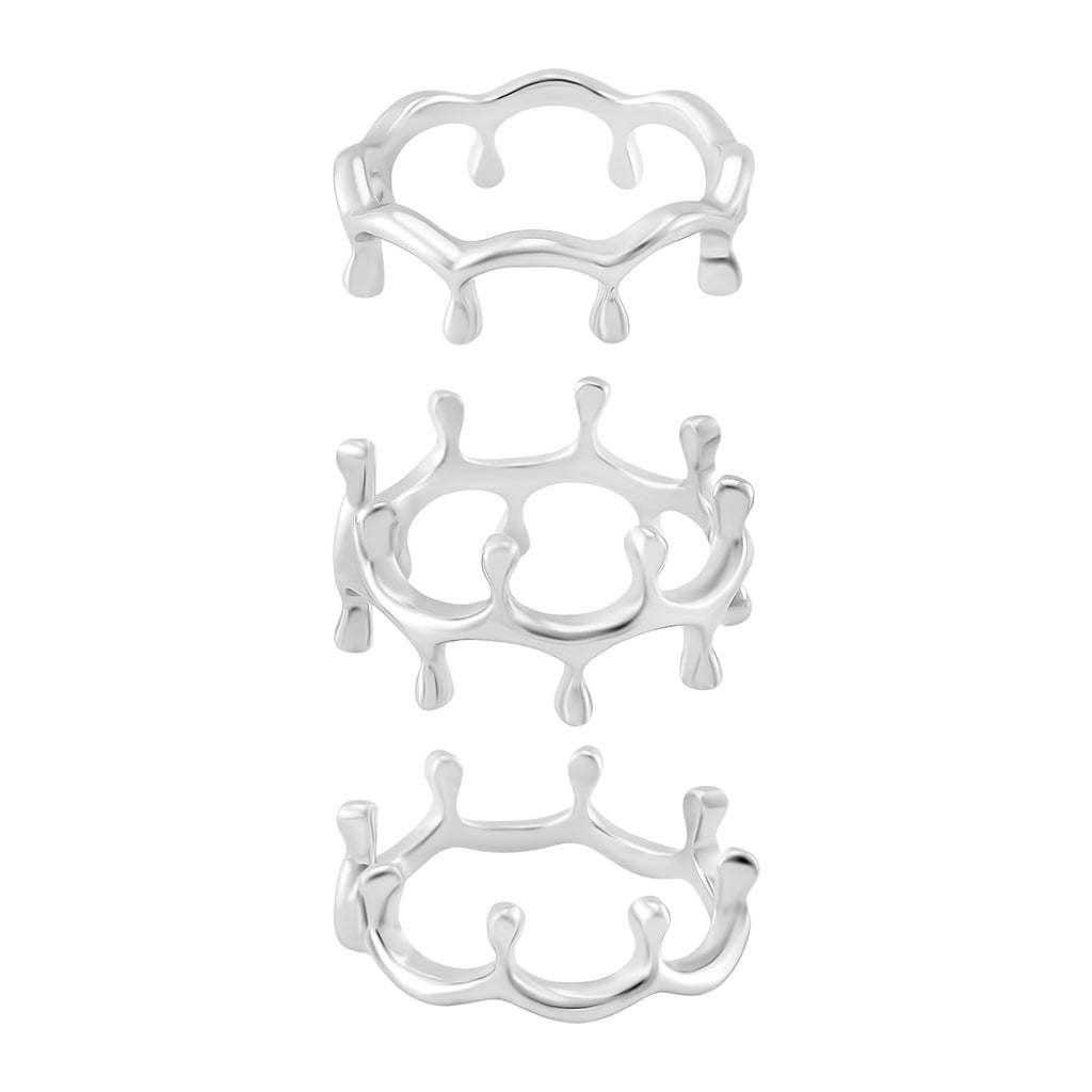 Lucy Q Drip Collection - Set of 3 - Ring in Rhodium Overlay Sterling Silver, Silver wt.7.80 Gms._4374972_3