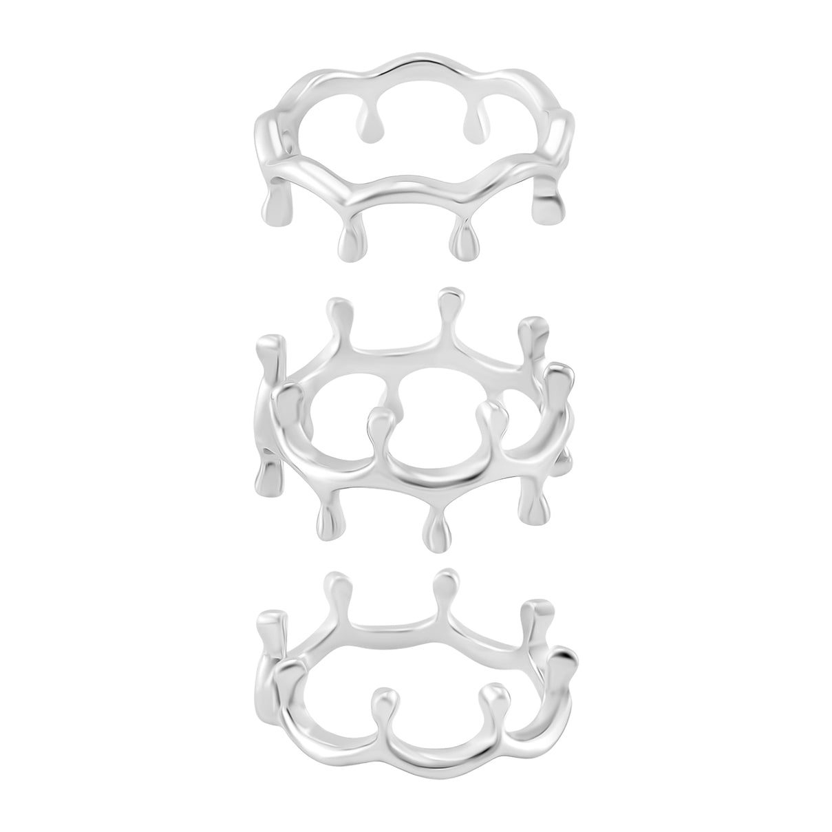 LUCY Q Drip Collection - Set of 3 - Ring in Rhodium Overlay Sterling Silver 4374972 4