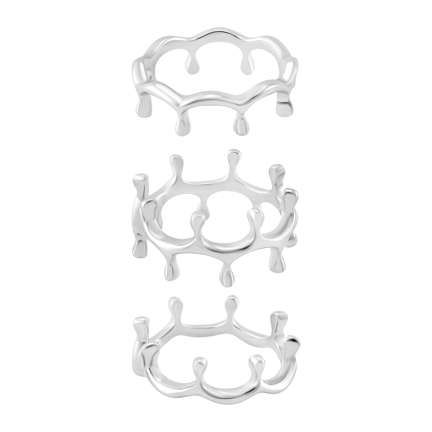 LUCY Q Drip Collection - Set of 3 - Ring in Rhodium Overlay Sterling Silver 4374972 4
