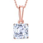 Luxuriant Diamond Asscher Cut Lab Grown Diamond Pendant with Chain (Size 18/20) in Vermeil Rose Gold Plated Sterling Silver 0.50 Ct._4376702