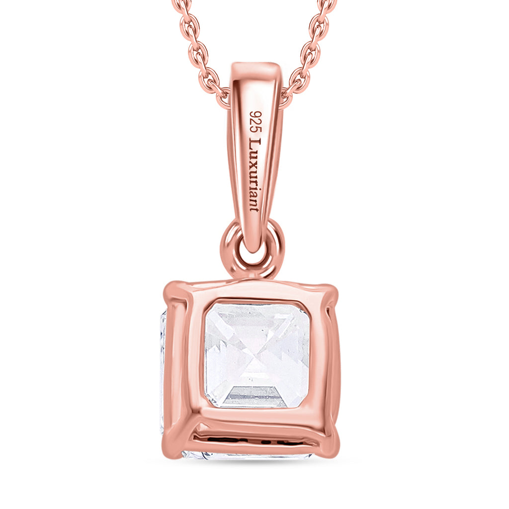Luxuriant Diamond Asscher Cut Lab Grown Diamond Pendant with Chain (Size 18/20) in Vermeil Rose Gold Plated Sterling Silver 0.50 Ct._4376702_3