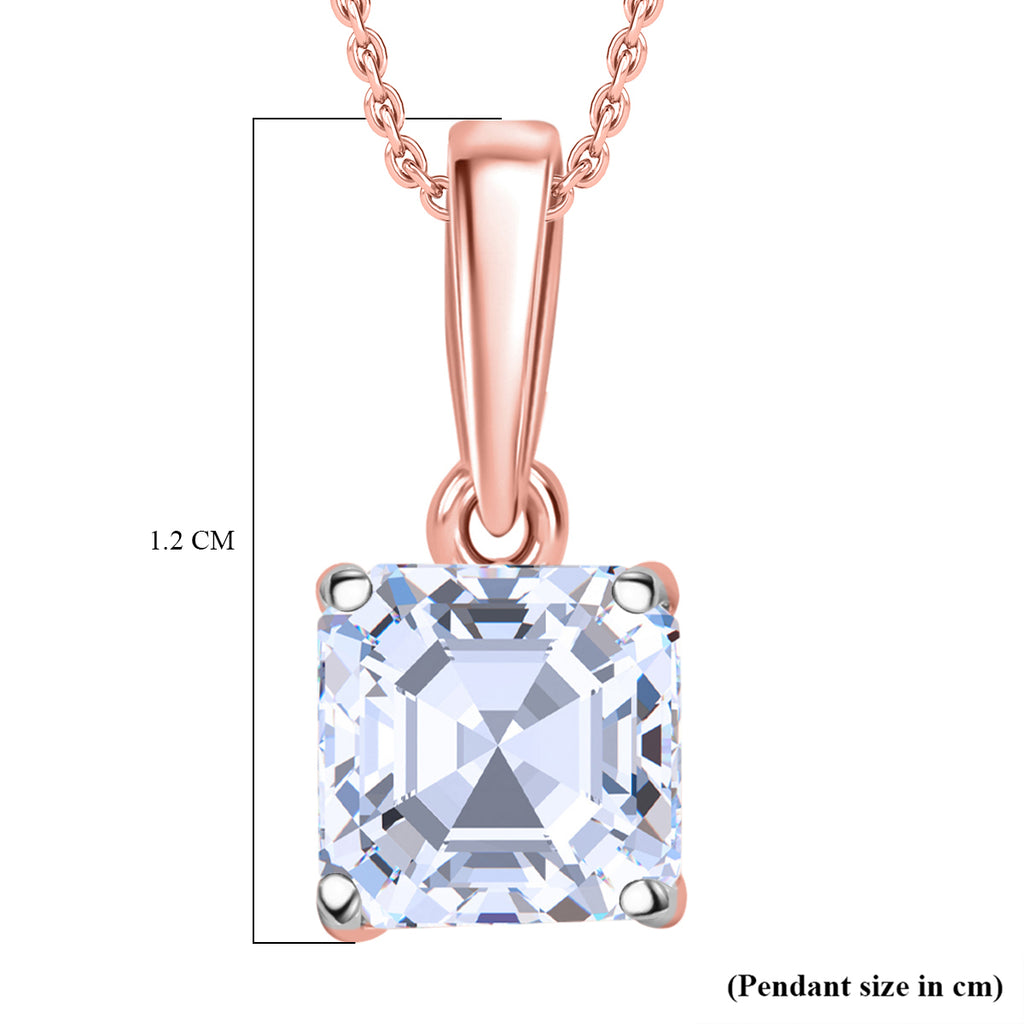 Luxuriant Diamond Asscher Cut Lab Grown Diamond Pendant with Chain (Size 18/20) in Vermeil Rose Gold Plated Sterling Silver 0.50 Ct._4376702_4