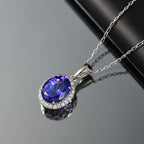 950 Platinum Tanzanite & White Diamond Pendant with Chain (Size 20) 3.17 Ct, Platinum Wt. 2.40 Gms_4378811_1