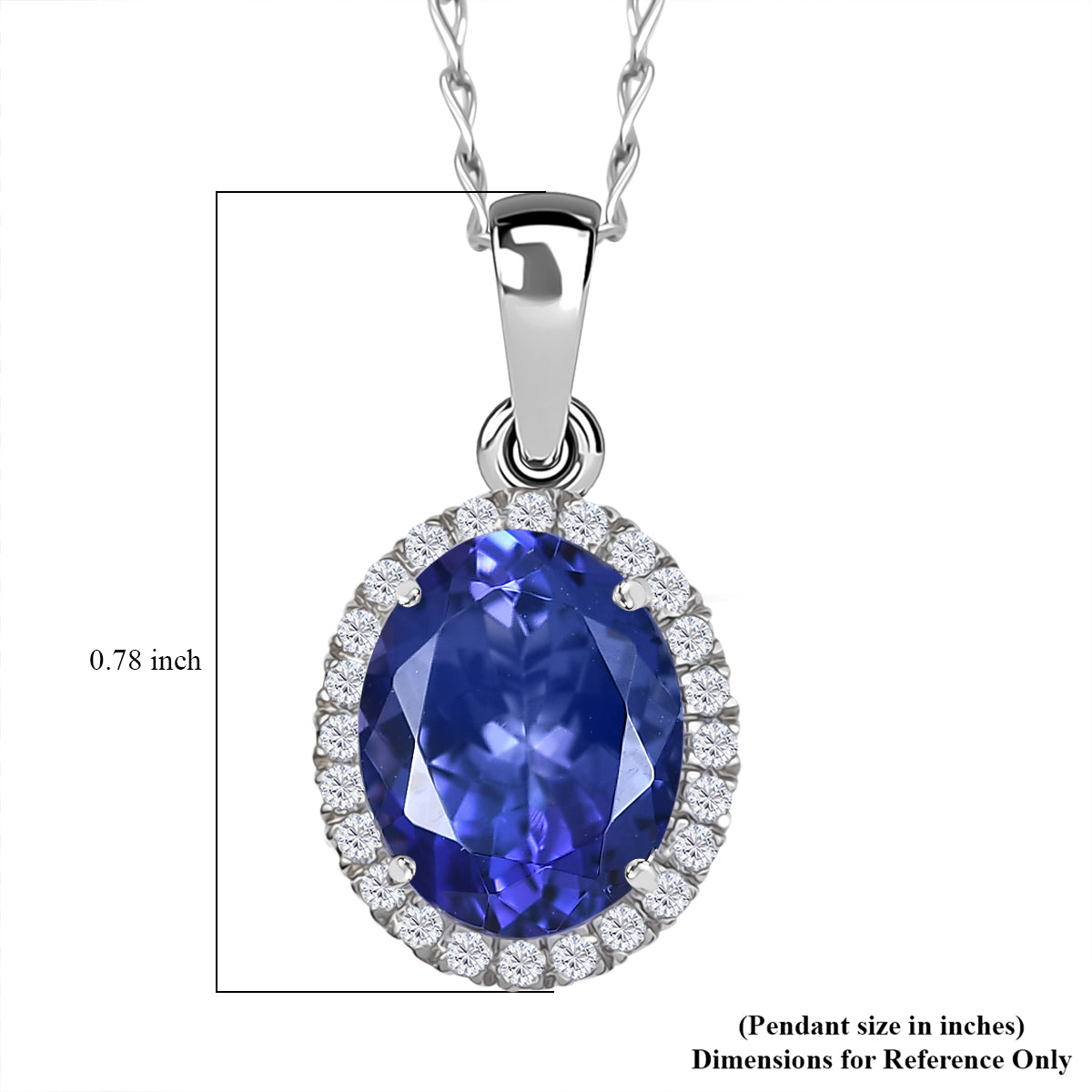 950 Platinum Tanzanite &amp; White Diamond Pendant with Chain (Size 20) 3.17 Ct, Platinum Wt. 2.40 Gms 4378811 5