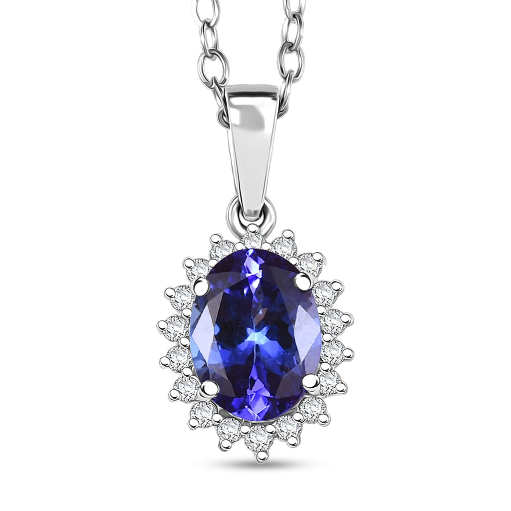 Tanzanite  950 Platinum,  White Diamond Pendant with Chain (Size 20) 0.18ct, Platinum Wt. 4.5 Gms  1.580  Ct.