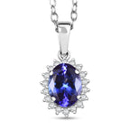 Tanzanite  950 Platinum,  White Diamond Pendant with Chain (Size 20) 0.18ct, Platinum Wt. 4.5 Gms  1.580  Ct.
