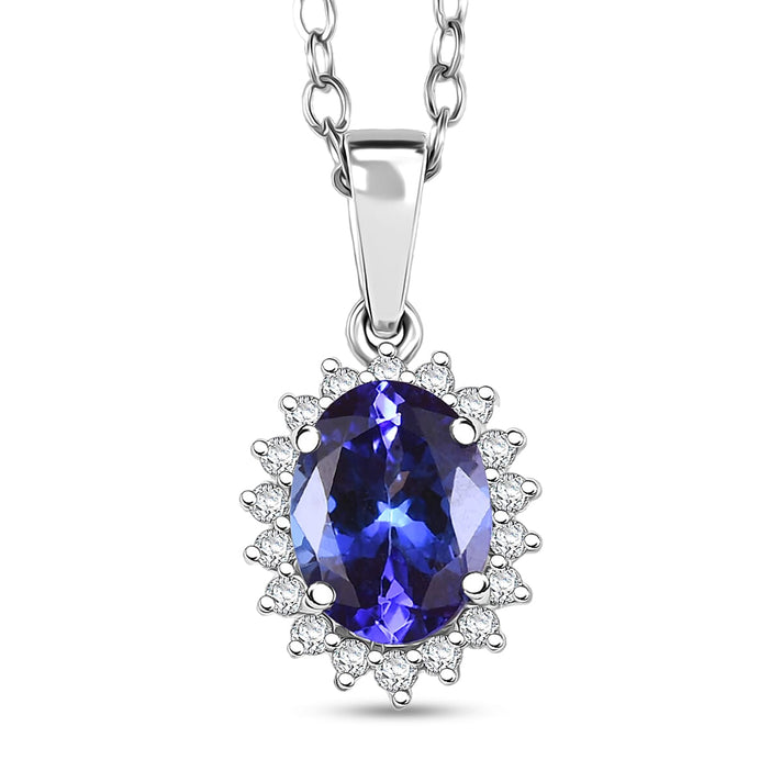 Certified &amp; Appraised RHAPSODY AAAA Tanzanite, Diamond Sunburst Pendant Necklace in 950 Platinum 20 Inches, 1.76 Ct. 4380493 1