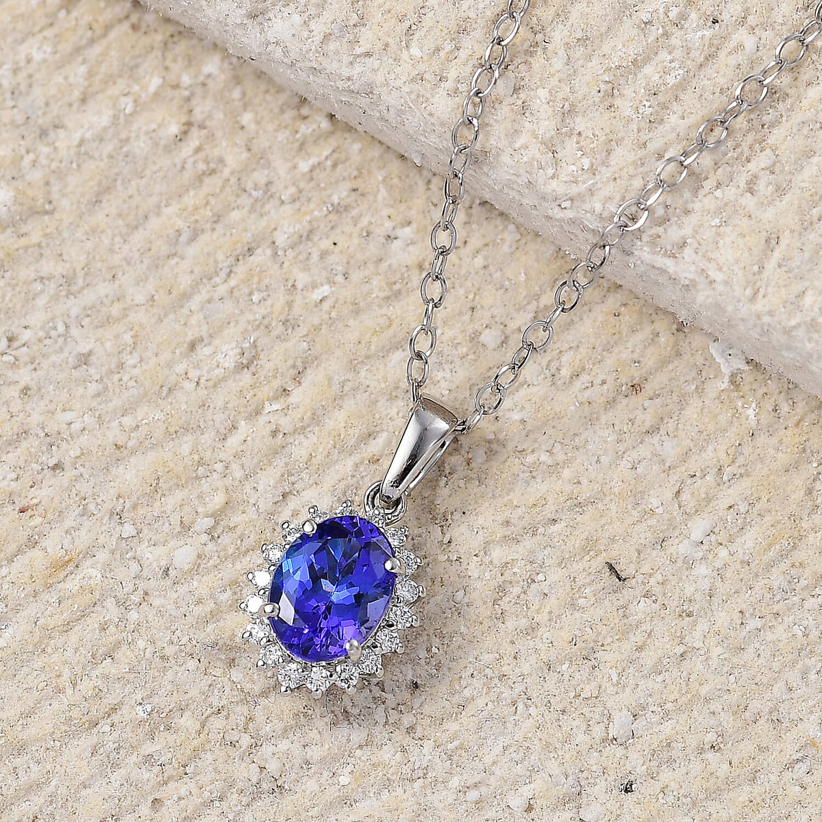 Certified &amp; Appraised RHAPSODY AAAA Tanzanite, Diamond Sunburst Pendant Necklace in 950 Platinum 20 Inches, 1.76 Ct. 4380493 2