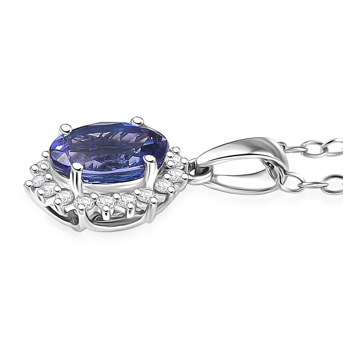 Certified &amp; Appraised RHAPSODY AAAA Tanzanite, Diamond Sunburst Pendant Necklace in 950 Platinum 20 Inches, 1.76 Ct. 4380493 4