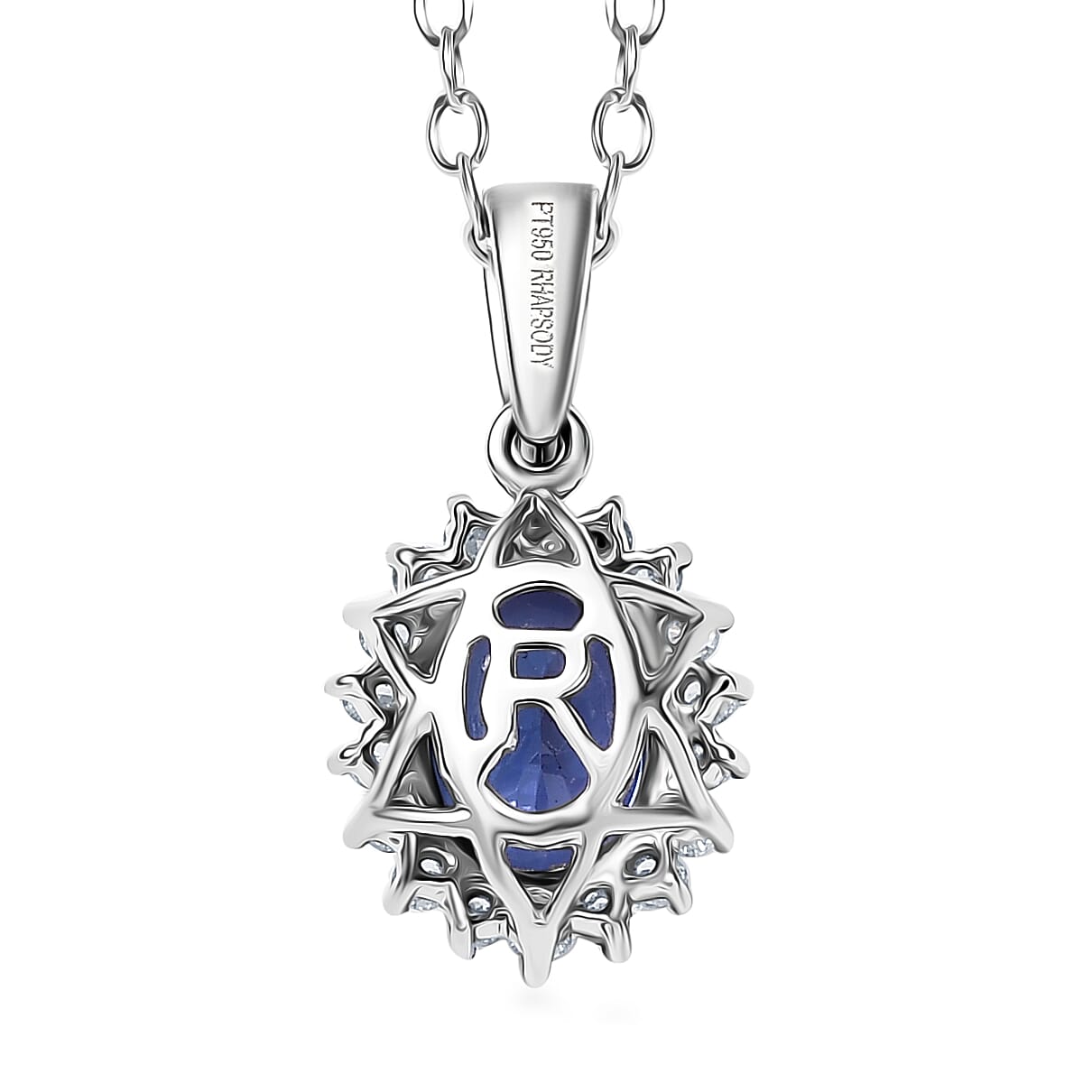 Certified &amp; Appraised RHAPSODY AAAA Tanzanite, Diamond Sunburst Pendant Necklace in 950 Platinum 20 Inches, 1.76 Ct. 4380493 5
