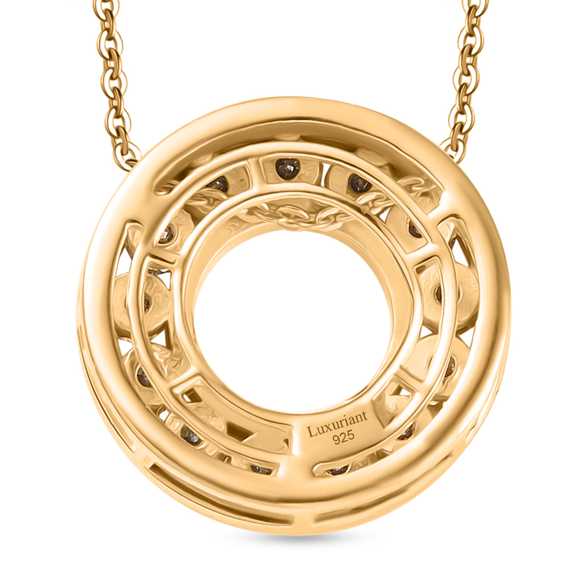LUXURIANT VS E/F Lab Grown Diamond Circle Pendant with Chain (Size 20) in 18K Vermeil Yellow Gold Plated Sterling Silver (1 Ct) 4387538 5