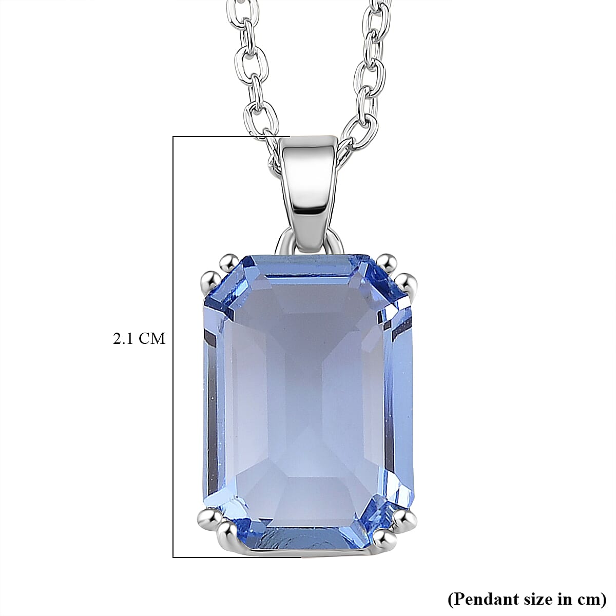 Austrian Blue Crystal Pendant with Chain (Size 20-2 Ext) with Lobster Clasp in White Tone 4387918 6