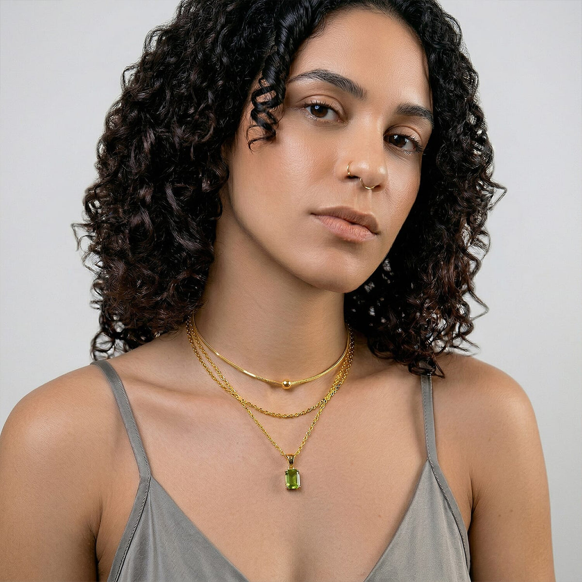 Austrian Green Crystal Solitaire Pendant with Chain (Size 20-2 Ext) with Lobster Clasp in Yellow Gold Tone 4387924 4