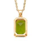 Austrian Green Crystal Pendant with Chain (Size 20-2 Ext) with Lobster Clasp in Yellow Gold Tone