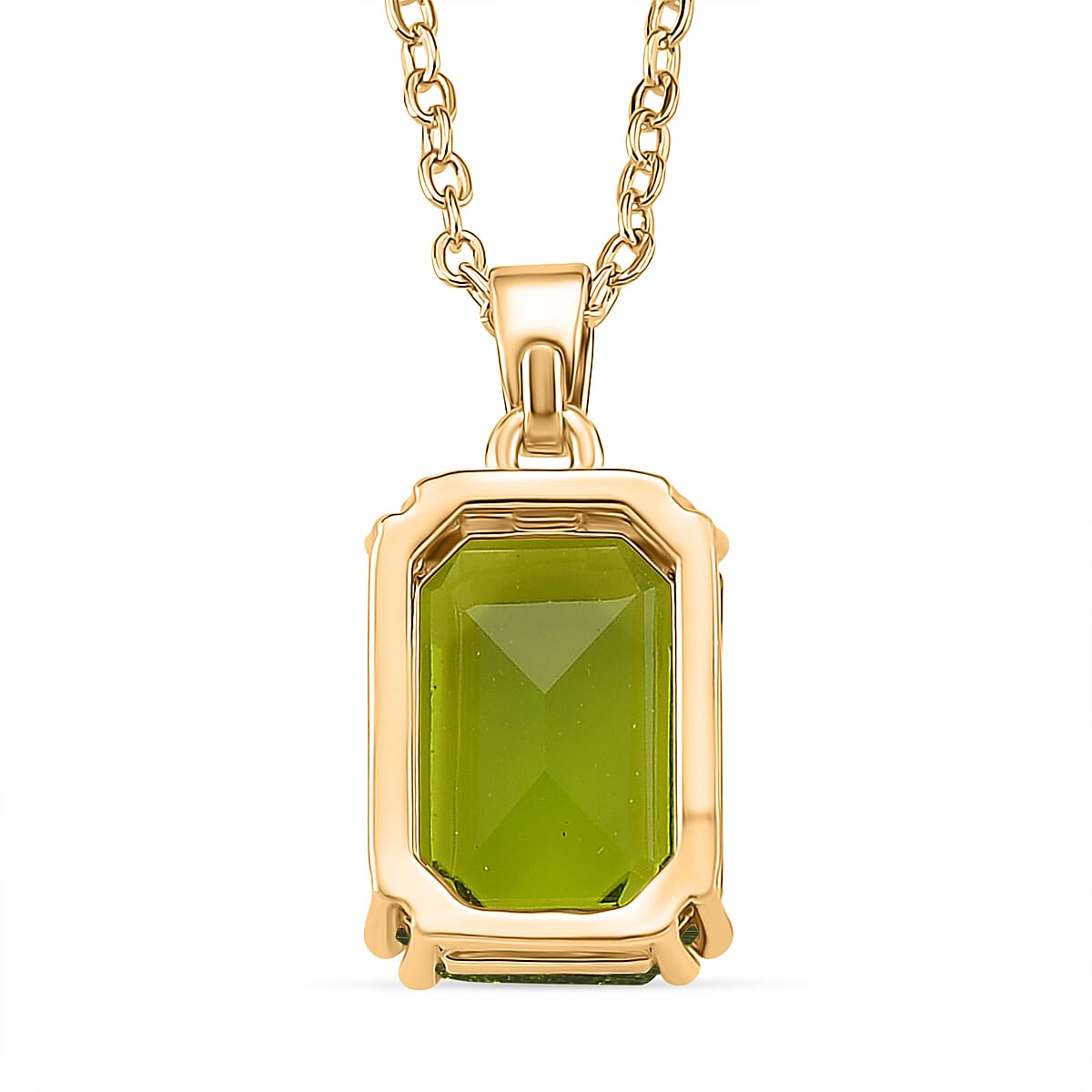 Austrian Green Crystal Solitaire Pendant with Chain (Size 20-2 Ext) with Lobster Clasp in Yellow Gold Tone 4387924 5