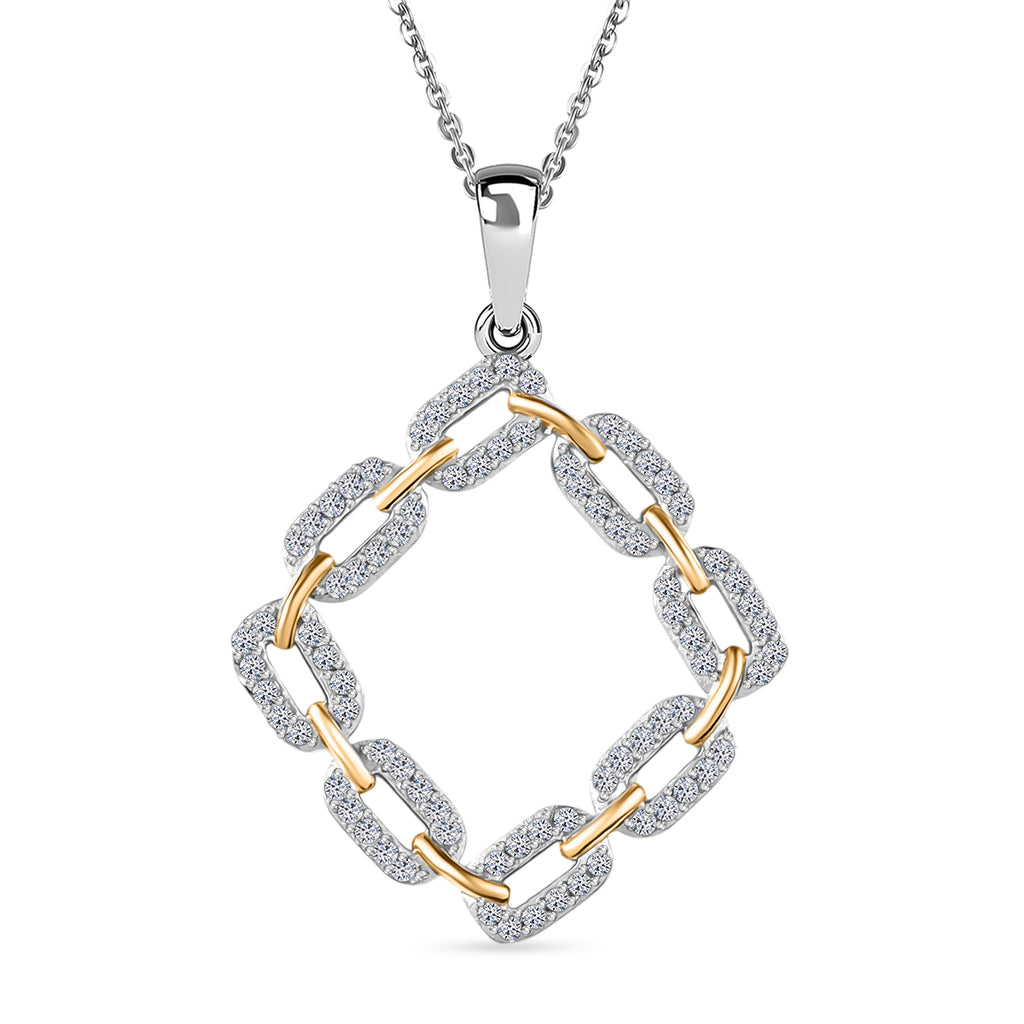 Luxuriant Lab Grown Diamond Pendant with Chain (Size 20) in Rhodium Overlay Sterling Silver 0.33 Ct._4388249