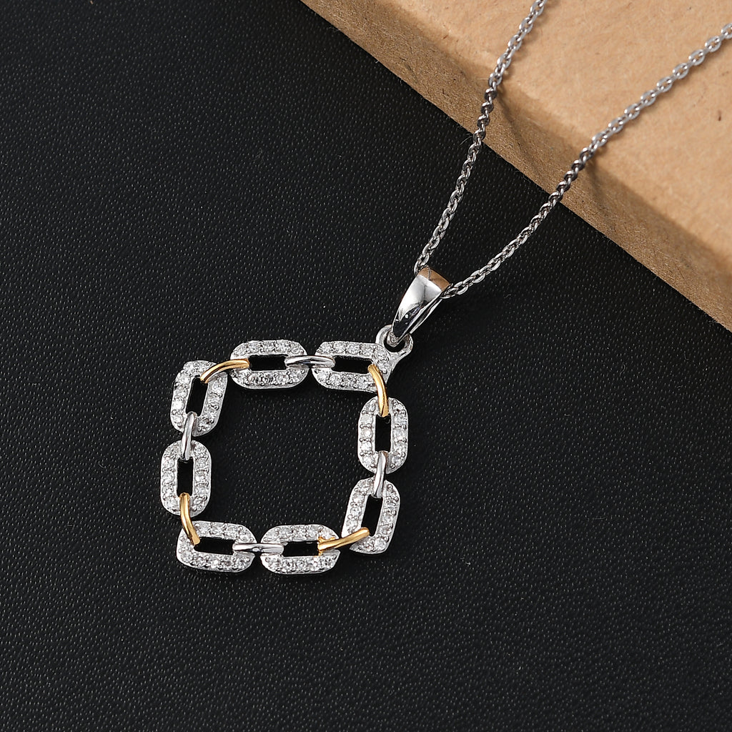Luxuriant Lab Grown Diamond Pendant with Chain (Size 20) in Rhodium Overlay Sterling Silver 0.33 Ct._4388249_2