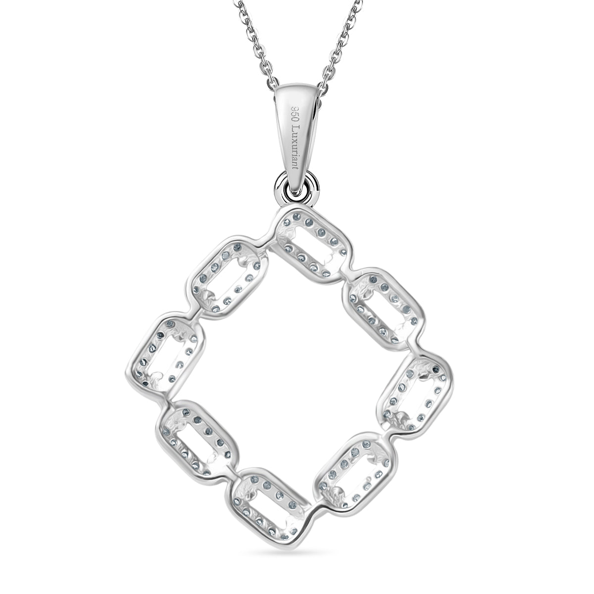 LUXURIANT Lab Grown Diamond Paper Link Pendant with Chain (Size 20) in Rhodium Overlay Sterling Silver (0.33 Ct) 4388249 5