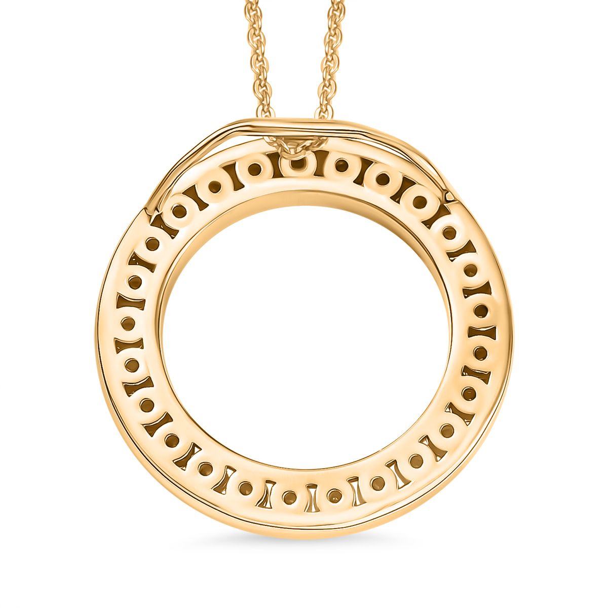 LUXURIANT 1 Ct. Lab Grown Diamond Circle of Life Pendant with Chain (Size 20) in 18K Vermeil Yellow Gold Over Sterling Silver 4388827 5