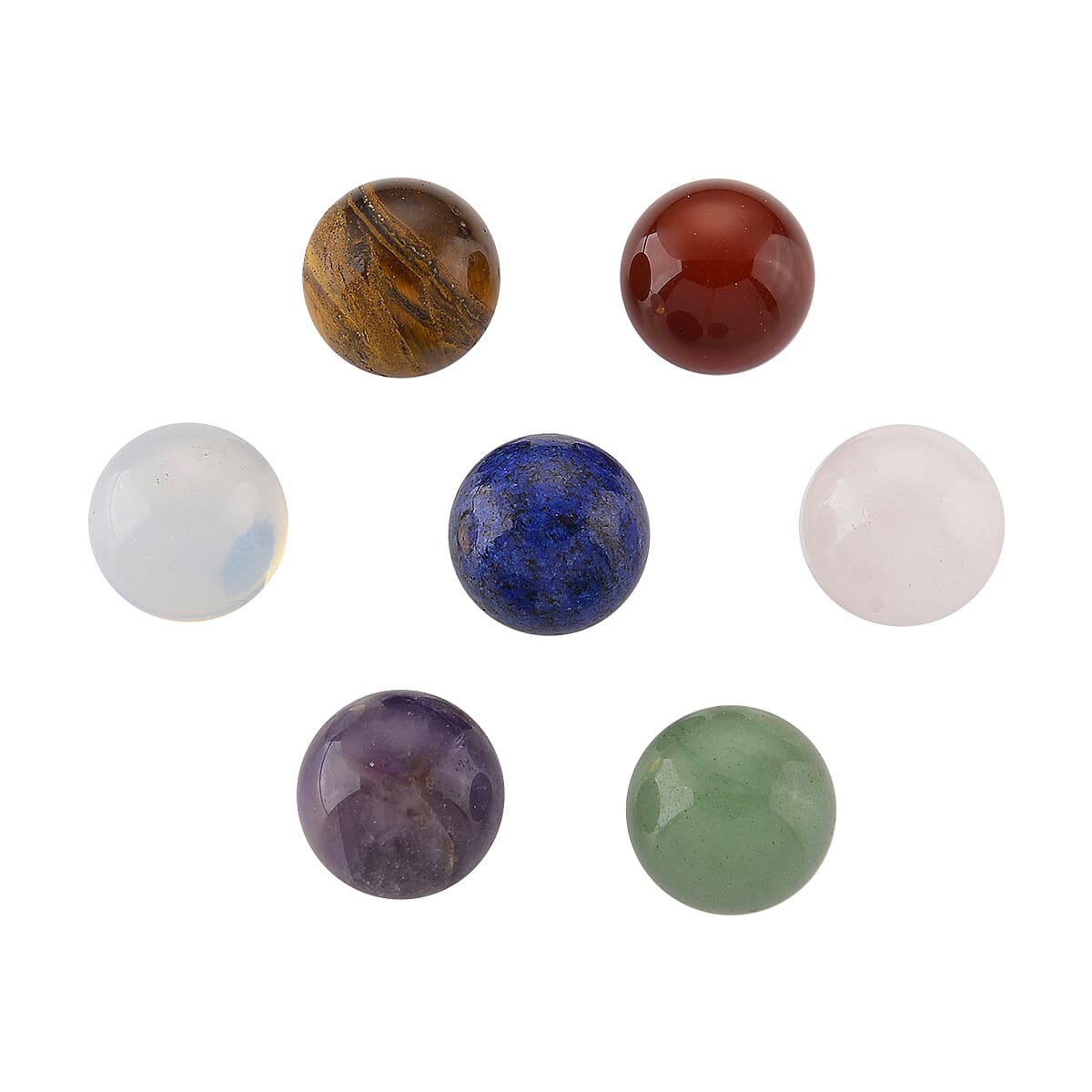 Lapis Lazuli, African Amethyst, Green Aventurine, Red Agate, Rose Quartz, Opalite &amp; Yellow Tigers Eye Pendant with Chain (Size 20 + 2 Ext) with Lobster Clasp in Yellow Gold Plated 70.00 Ct. V32701524 8