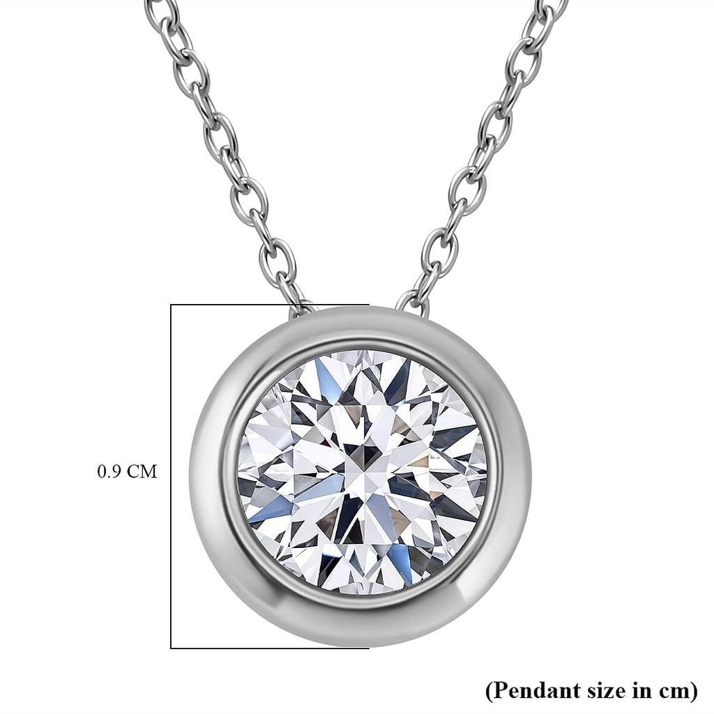 Luxuriant Diamond SGL Certified Lab Grown Diamond (SI-GH) Pendant with Chain (Size 18-20) in Rhodium Overlay Sterling Silver 1.00 Ct.