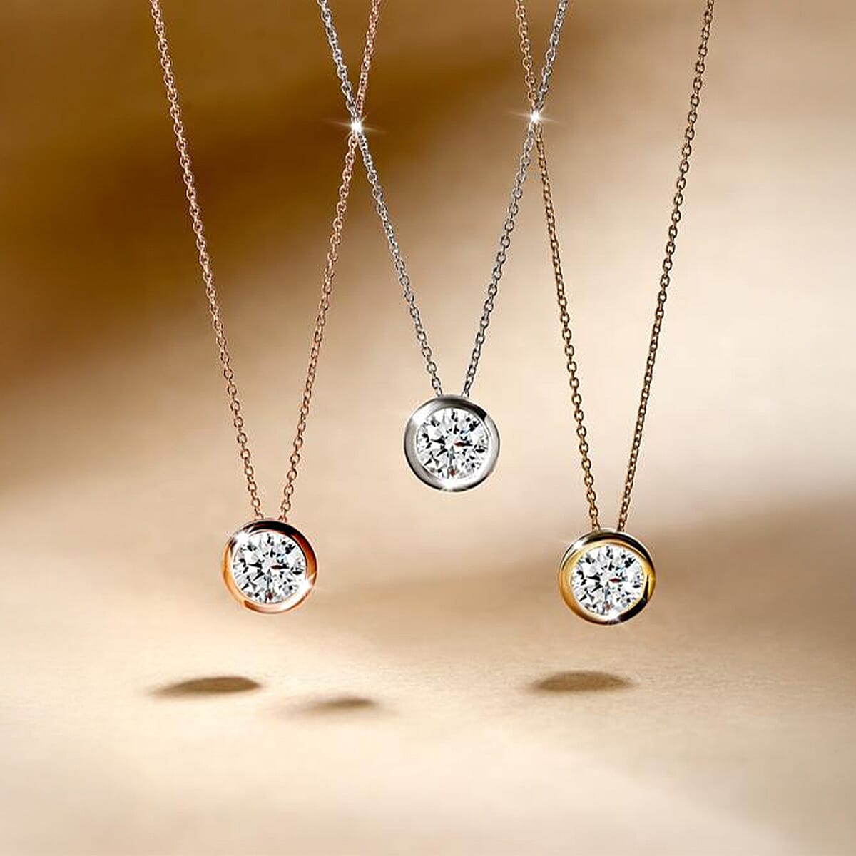 LUXURIANT 1 Ct. Bezel-Set Lab Grown Diamond Solitaire Pendant with Chain (Size 18-20) in Rhodium Overlay Sterling Silver, SGL Certified V32565584 6