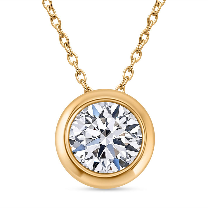 LUXURIANT SGL Certified 1 Ct. Lab Grown Diamond SI G-H Solitaire Pendant with Chain (Size 18 + 2) in Vermeil Yellow Gold Plated Sterling Silver 4390860 1