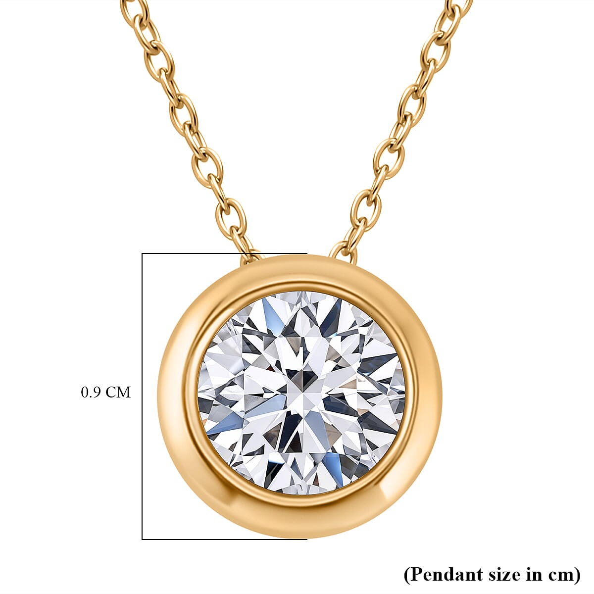 LUXURIANT SGL Certified 1 Ct. Lab Grown Diamond SI G-H Solitaire Pendant with Chain (Size 18 + 2) in Vermeil Yellow Gold Plated Sterling Silver V32697185 5