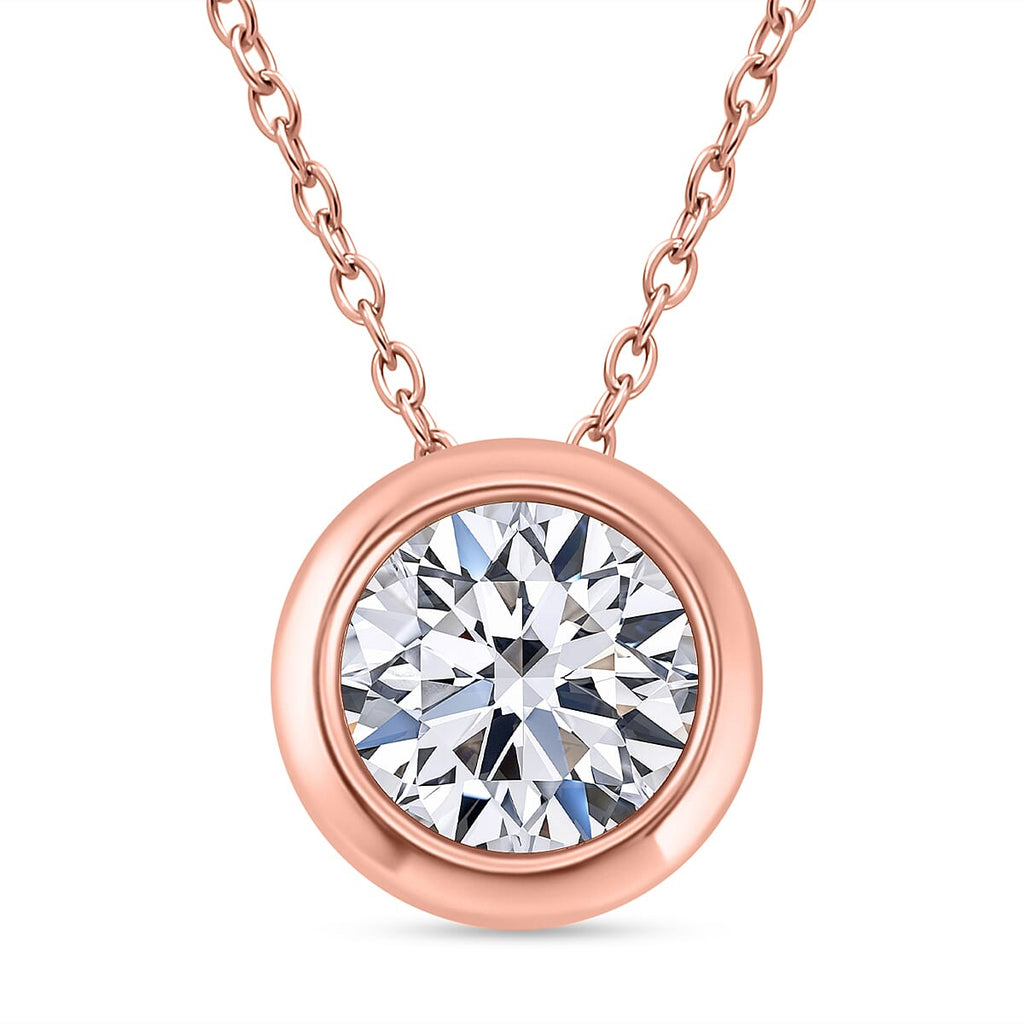 Luxuriant Diamond SGL Certified Lab Grown Diamond (SI-GH) Pendant with Chain (Size 18-20) in Vermeil Rose Gold Plated Sterling Silver 1.00 Ct.