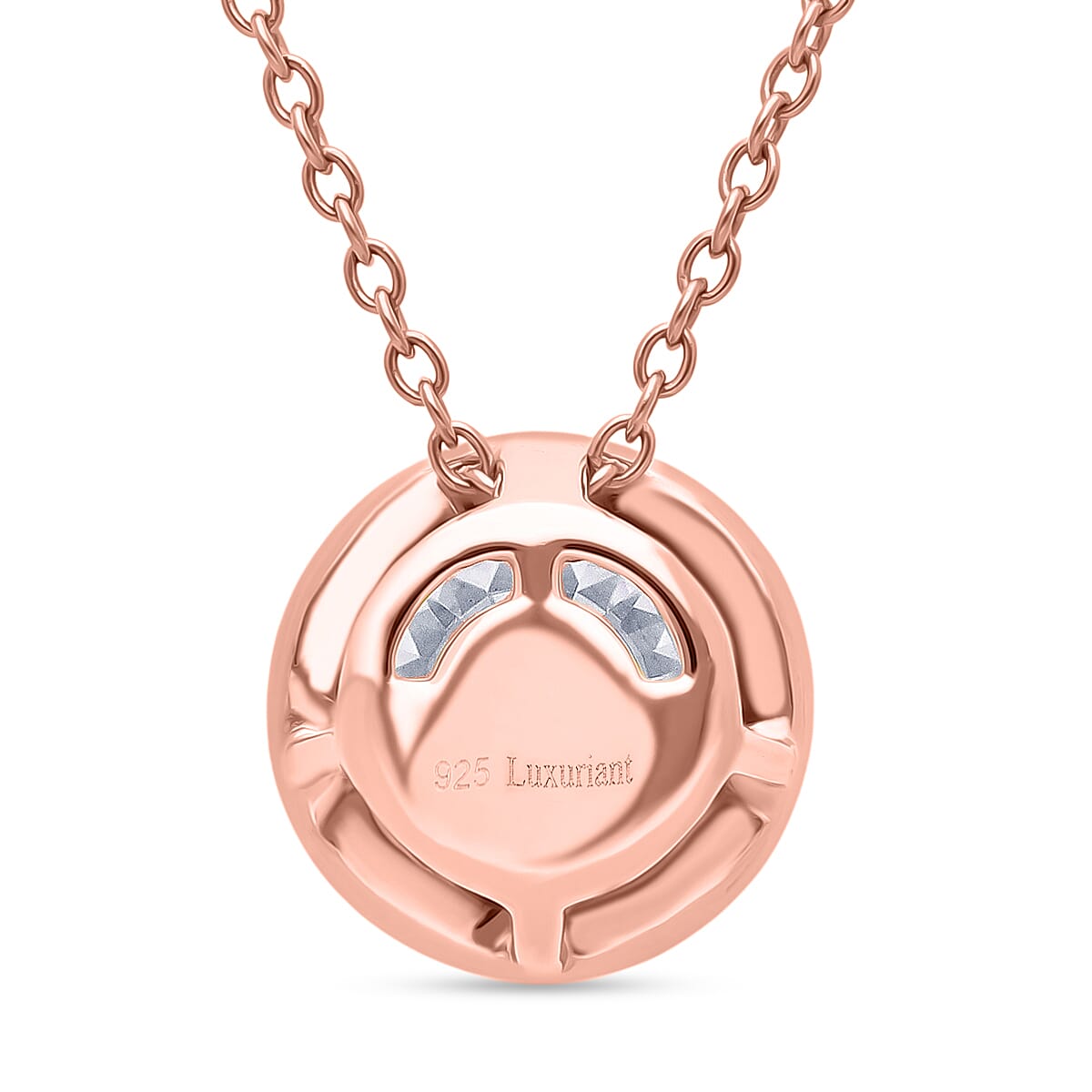 LUXURIANT 1 Ct. Bezel-Set Lab Grown Diamond Solitaire Pendant with Chain (Size 18-20) in Vermeil Rose Gold Plated Sterling Silver, SGL Certified 4390861 4