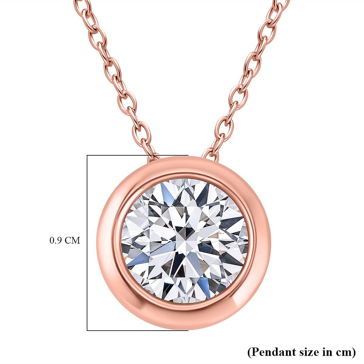 LUXURIANT 1 Ct. Bezel-Set Lab Grown Diamond Solitaire Pendant with Chain (Size 18-20) in Vermeil Rose Gold Plated Sterling Silver, SGL Certified 4390861 5