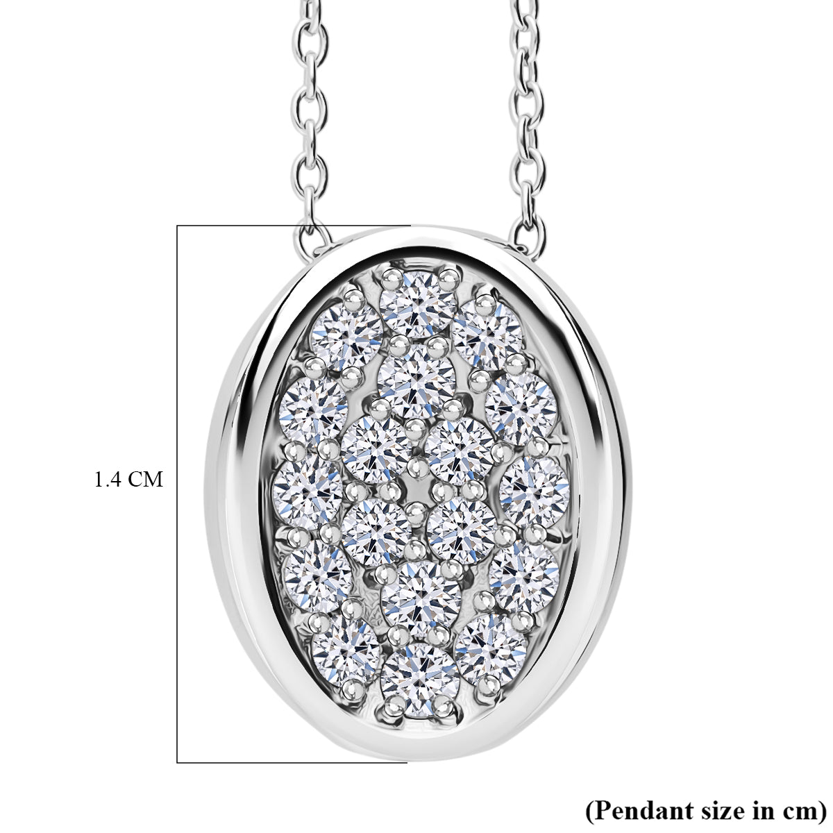 LUXURIANT Lab Grown Diamond Cluster Pendant with Chain (Size 18-2) in Platinum Overlay Sterling Silver (SI-GH) 4390862 4