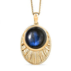 Natural Labradorite, Natural White Zircon Pendant with Chain (Size 20)  4.750  Ct.