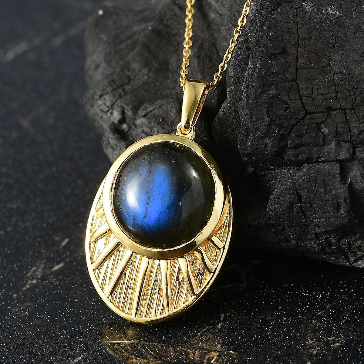 Natural Labradorite, Natural White Zircon Pendant with Chain (Size 20)  4.750  Ct. 4391422 3