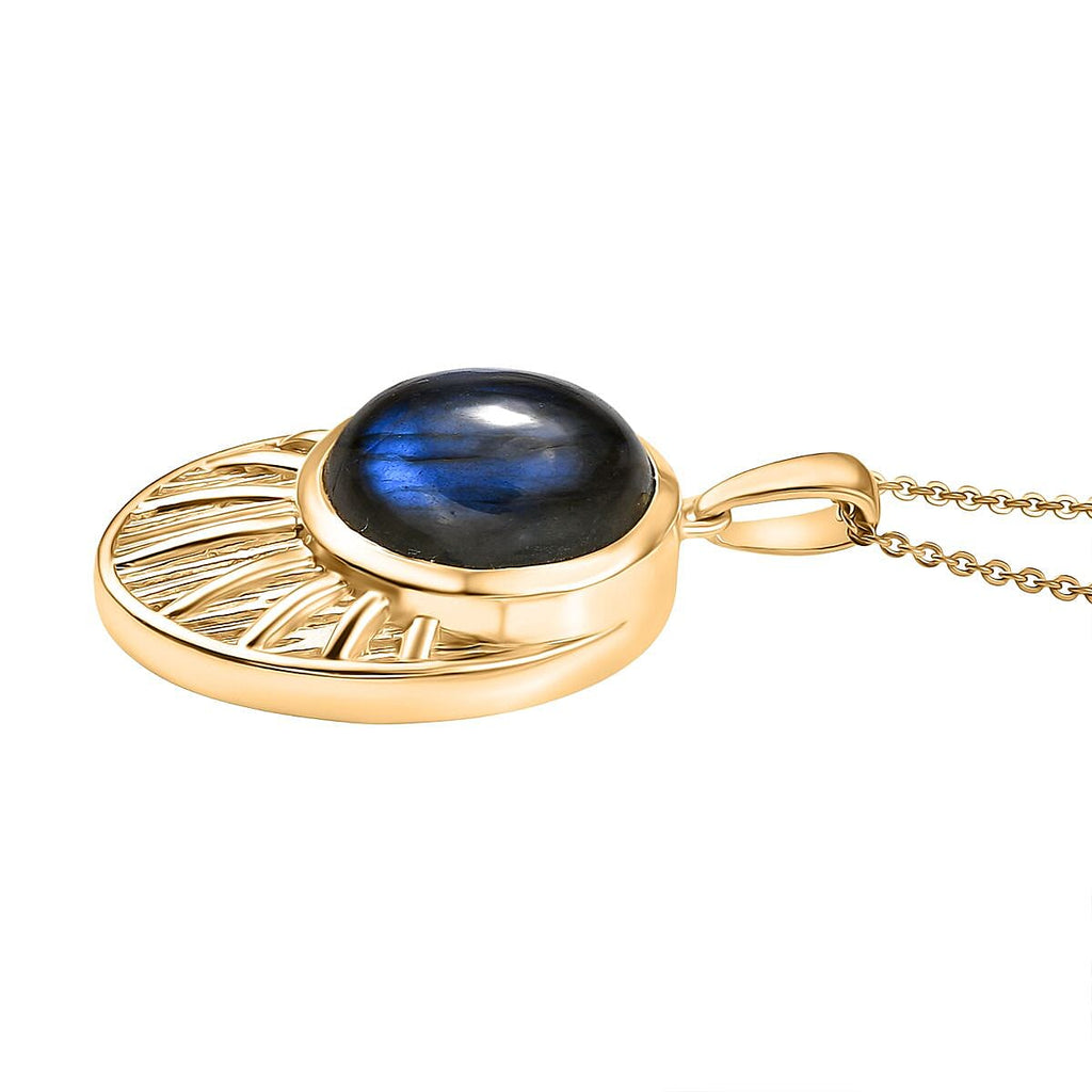 Natural Labradorite, Natural White Zircon Pendant with Chain (Size 20)  4.750  Ct.