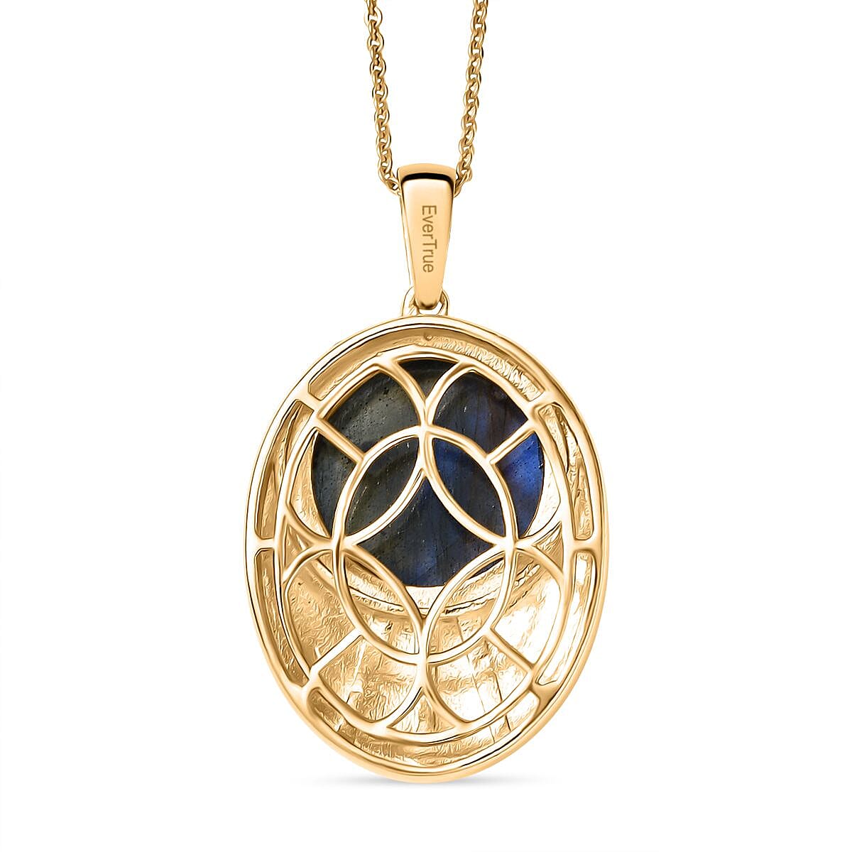 Natural Labradorite, Natural White Zircon Pendant with Chain (Size 20)  4.750  Ct. 4391422 5