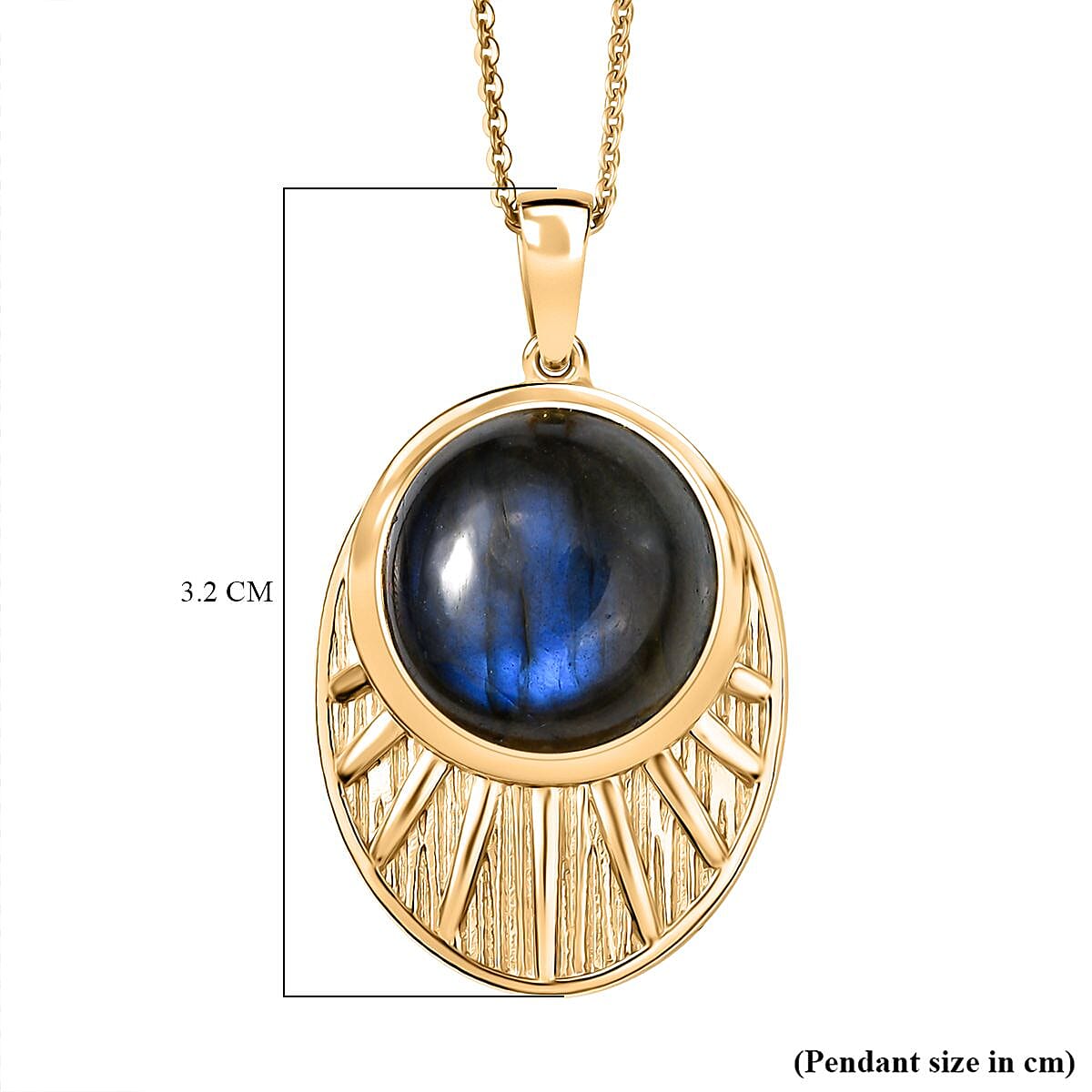 Natural Labradorite, Natural White Zircon Pendant with Chain (Size 20)  4.750  Ct. 4391422 7