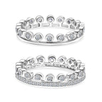 Set of 2 - Luxuriant Lab Grown Diamond (SI-GH) Stackable Ring in Rhodium Overlay Sterling Silver 1.00 Ct._4392757