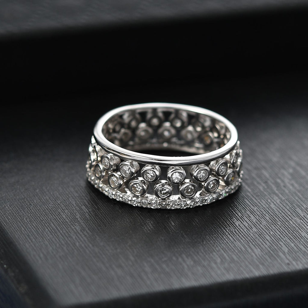 Set of 2 - Luxuriant Lab Grown Diamond (SI-GH) Stackable Ring in Rhodium Overlay Sterling Silver 1.00 Ct._4392757_1