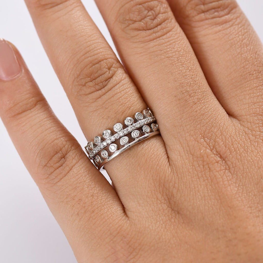 Set of 2 - Luxuriant Lab Grown Diamond (SI-GH) Stackable Ring in Rhodium Overlay Sterling Silver 1.00 Ct._4392757_2