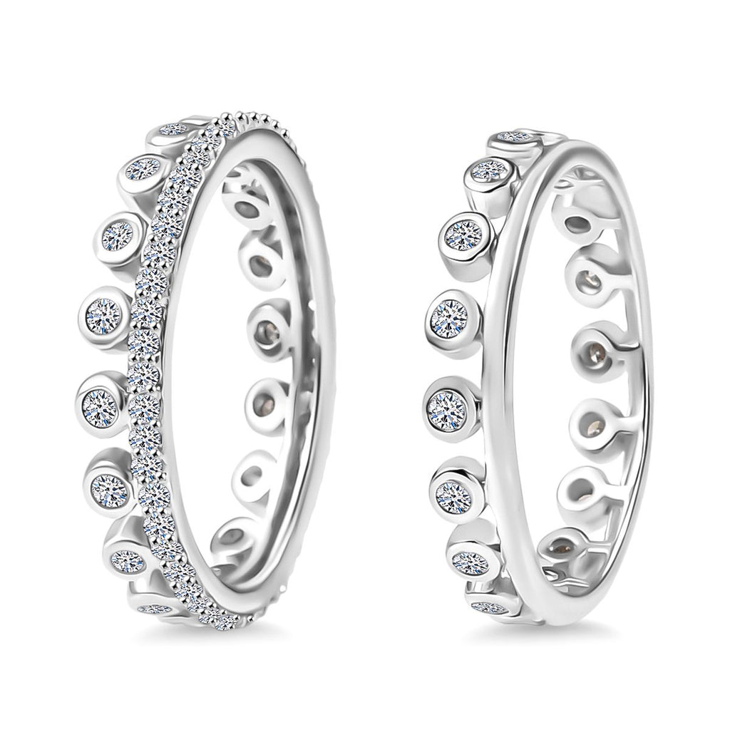 Set of 2 - Luxuriant Lab Grown Diamond (SI-GH) Stackable Ring in Rhodium Overlay Sterling Silver 1.00 Ct._4392757_3