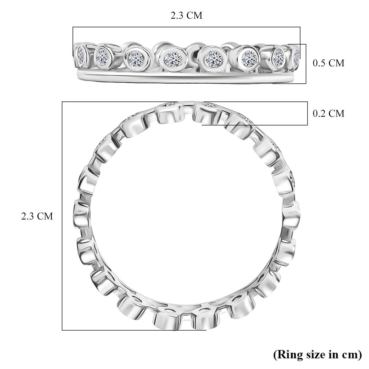 Set of 2 LUXURIANT 1 Ct. Lab Grown Diamond (SI-GH) Stackable Ring in Rhodium Overlay Sterling Silver 4392757 6