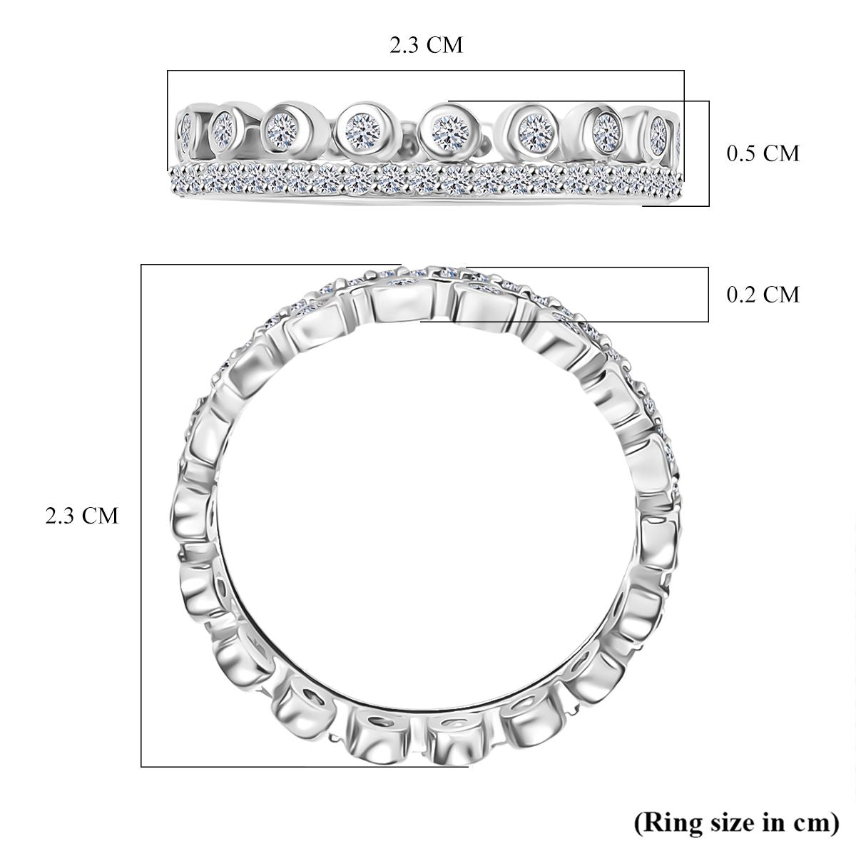 Set of 2 LUXURIANT 1 Ct. Lab Grown Diamond (SI-GH) Stackable Ring in Rhodium Overlay Sterling Silver 4392757 7