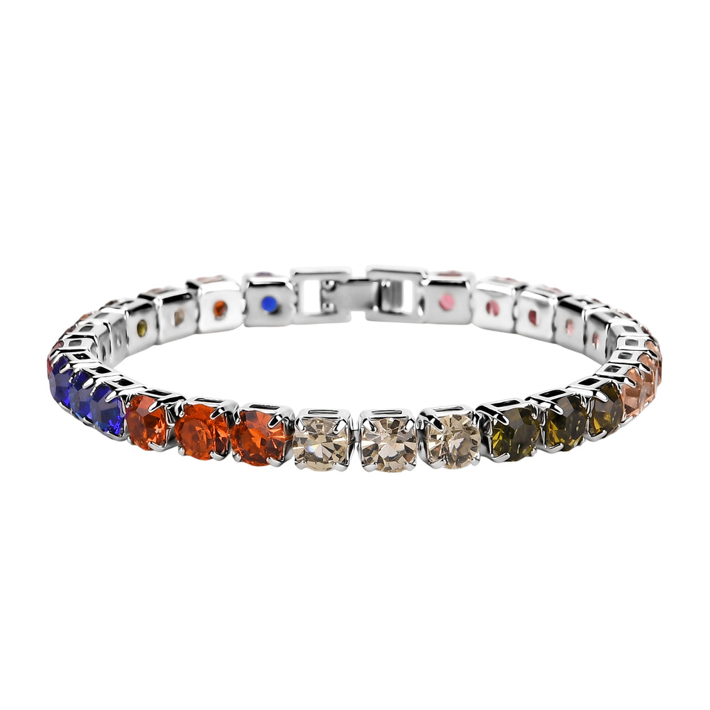2 Piece Set - Austrian Multi Colour Crystal Bracelet (Size 7.5) & Bracelet Buddy 70.00 Ct._4392975_4